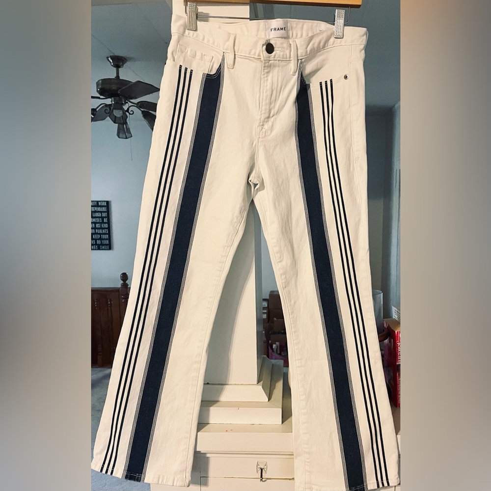 Frame striped white denim